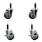 Service Caster 3.5'' Gray Poly Wheel Swivel 1'' Expanding Stem Caster Set 2 Brakes, 4PK SCC-EX20S3514-PPUB-2-TLB-2-1 - alternate 1